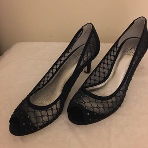 Adrianna Papell Navy Saba mesh